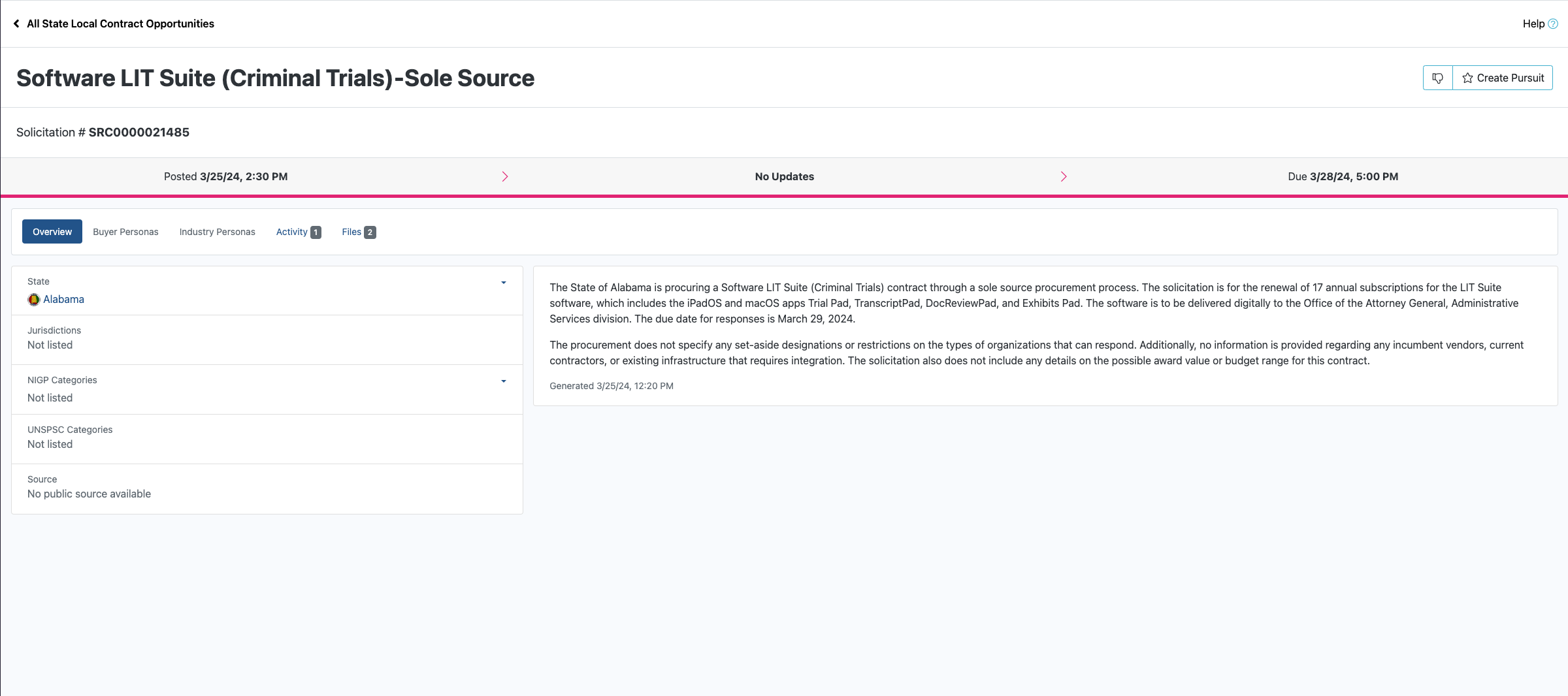 State and Local Opportunities Overview Screenshot